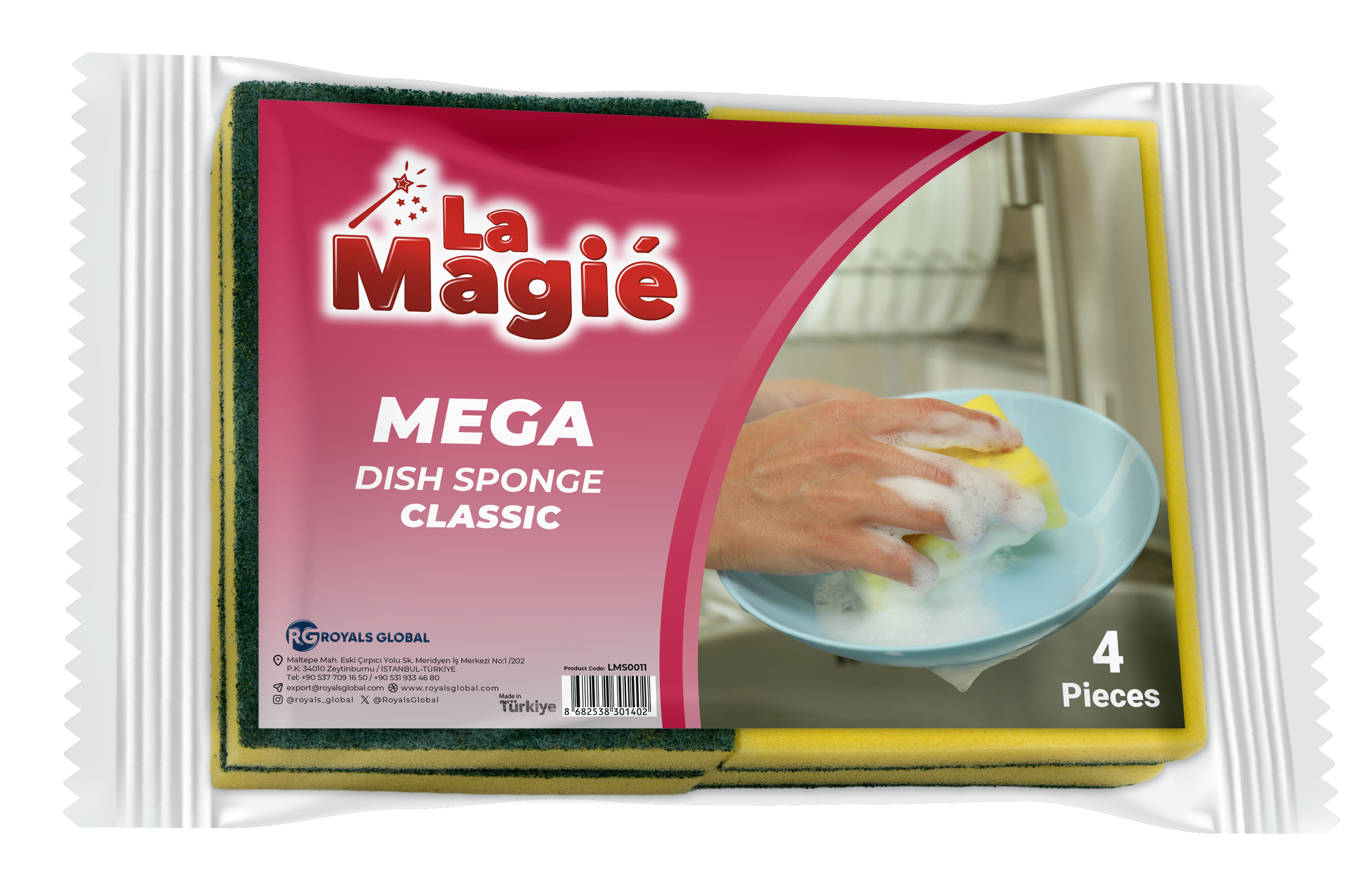 LA MAGIÉ MEGA DISH SPONGES CLASSIC 4 PCS